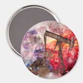 Pumpjack Texan Ikone Aquarell mit Texas Flag Magnet (Vorderseite/Rückseite)