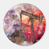 Pumpjack Texan Ikone Aquarell mit Texas Flag Magnet (Vorne)