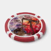 Pumpjack Texan Ikone Aquarell mit Texas Flag Pokerchips (Einzeln)