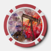 Pumpjack Texan Ikone Aquarell mit Texas Flag Pokerchips (Rückseite)
