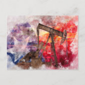 Pumpjack Texan Ikone Aquarell mit Texas Flag Postkarte (Vorderseite)