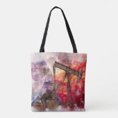 Pumpjack Texan Ikone Aquarell mit Texas Flag Tasche (Rückseite)