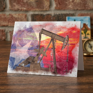 Pumpjack Texan Ikone Pastellfarben zeichnend mit T Dankeskarte