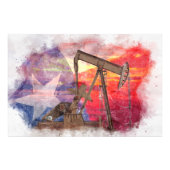 Pumpjack Texan Ikone Pastellfarben zeichnend mit T Fotodruck (Vorne)