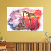 Pumpjack Texan Ikone Pastellfarben zeichnend mit T Leinwanddruck (Insitu (Wohnzimmer))