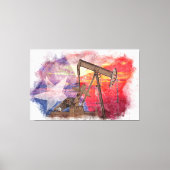 Pumpjack Texan Ikone Pastellfarben zeichnend mit T Leinwanddruck (Vorderseite)