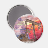 Pumpjack Texan Ikone Pastellfarben zeichnend mit T Magnet (Vorderseite/Rückseite)