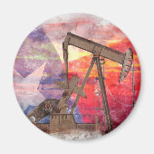 Pumpjack Texan Ikone Pastellfarben zeichnend mit T Magnet (Vorne)