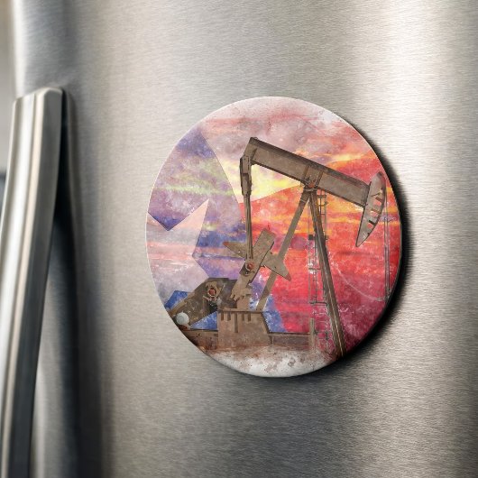 Pumpjack Texan Ikone Pastellfarben zeichnend mit T Magnet