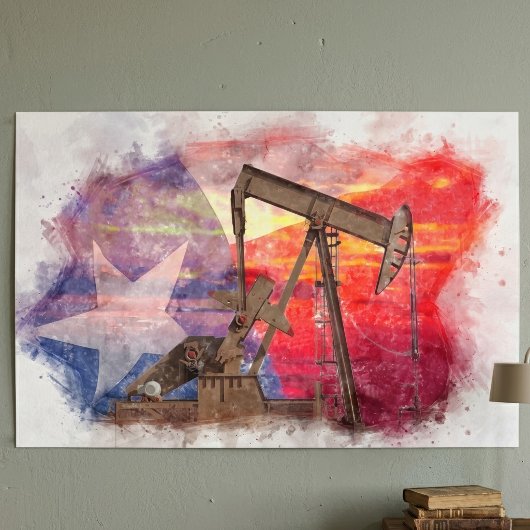 Pumpjack Texan Ikone Pastellfarben zeichnend mit T Poster