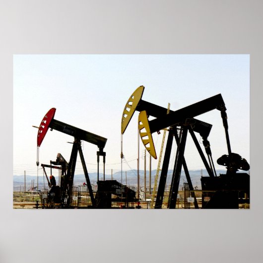 Pumpjacks in Taft, Kalifornien Poster (Vorne)