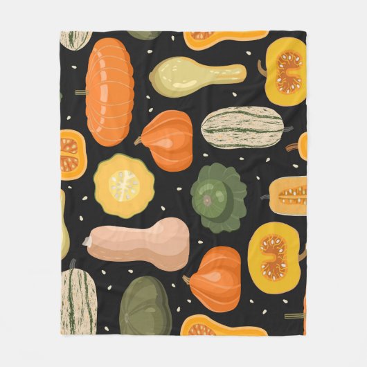 Pumpkensorten, Herbst nahtlose Illustration. Fleecedecke (Vorderseite)