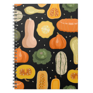 Pumpkensorten, Herbst nahtlose Illustration. Notizblock