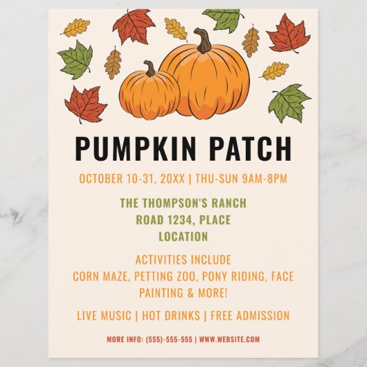 Pumpketten und Autumn lassen Custom Pumpkin Patch Flyer (Vorne)