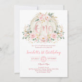 Pumpkin 1. Geburtstag Blush Rosa Blütenblume Rose Einladung (Vorderseite)