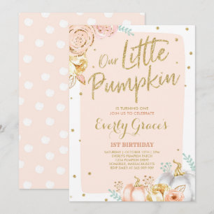 Pumpkin 1. Geburtstag Einladung Blush Pink Gold Go