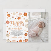 Pumpkin 1. Geburtstag Foto Danke Karte (Vorderseite)