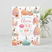 Pumpkin 1. Geburtstag Little Pastel Herbst Herbst Einladung (Stehend Vorderseite)