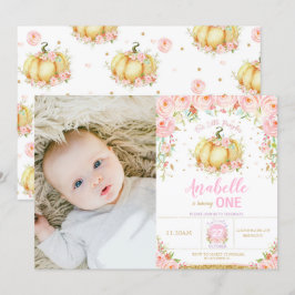 Pumpkin 1. Geburtstag Little Pumpkin Party Foto Einladung