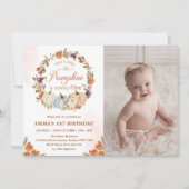 Pumpkin 1. Geburtstag Orange Party Einladung (Vorderseite)