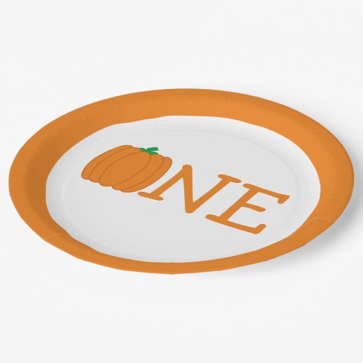 Pumpkin 1. Geburtstag Pappteller (Schrägansicht)