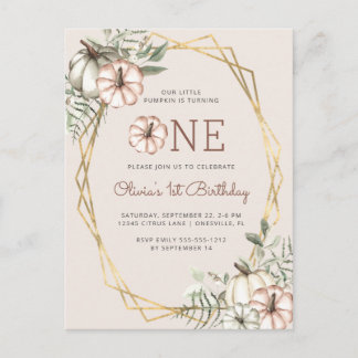 Pumpkin 1. Geburtstag Party Beige Postkarte