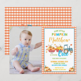Pumpkin 1. Geburtstag Party Harvest Truck Boy Foto Einladung