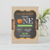 Pumpkin 1. Geburtstagsparty Chalk Einladung (Stehend Vorderseite)