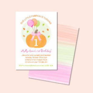 Pumpkin 1. Herbst First Birthday Girl Party Einladung