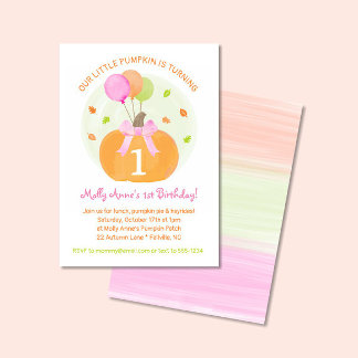 Pumpkin 1. Herbst First Birthday Girl Party Einladung