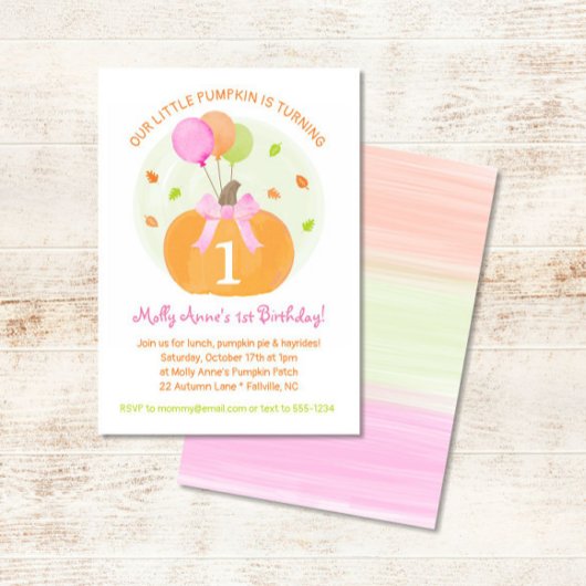 Pumpkin 1. Herbst First Birthday Girl Party Einladung