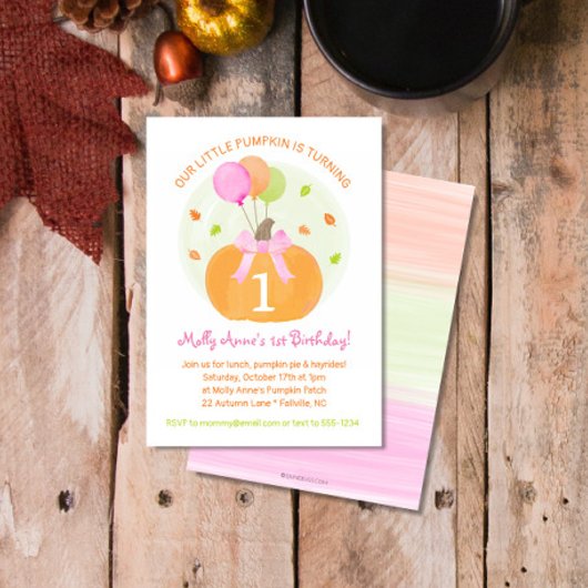 Pumpkin 1. Herbst First Birthday Girl Party Einladung