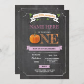 Pumpkin 1st One Birthday Party Chalk Einladung (Vorne/Hinten)