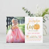 Pumpkin 2. Geburtstag Einladung für Mädchen mit Fo (Stehend Vorderseite)