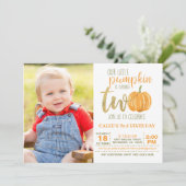 Pumpkin 2. Geburtstag Einladung mit Foto (Stehend Vorderseite)