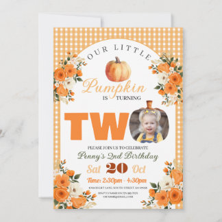 Pumpkin 2. Geburtstag Little Pumpkin Herbst Herbst Einladung