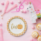 Pumpkin 2. Geburtstag Papierplatte - Orange Karier Pappteller (Party)