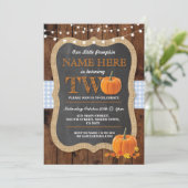 Pumpkin 2. Geburtstag Party ZWEI Blue Einladung (Stehend Vorderseite)