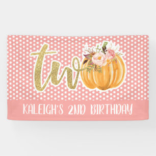 Pumpkin 2. Geburtstagsbanner - Girl Pink Dots Banner