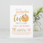 Pumpkin 2ND Geburtstagseinladung - Rosa Punkte Einladung (Stehend Vorderseite)