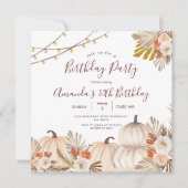 Pumpkin 30. Geburtstag Party Boho Pampas Grass Einladung (Vorderseite)