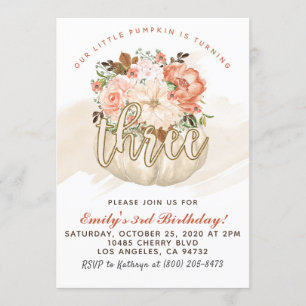 Pumpkin 3. Geburtstag Einladung
