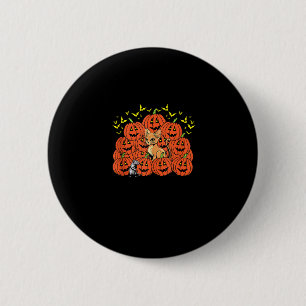 Pumpkin Abyssinian Cat Halloween Kitten Jack O Lan Button