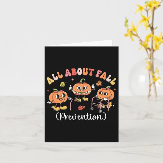 Pumpkin All About Fall Prevention Halloween Karte (Gelbe Blume)