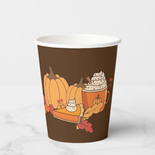 Pumpkin Alles Erntedank Brown Paper Cup Pappbecher (Rückseite)