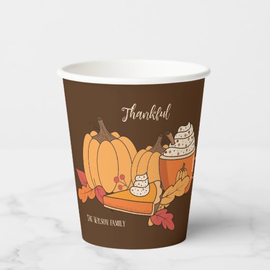 Pumpkin Alles Erntedank Brown Paper Cup Pappbecher (Vorderseite)