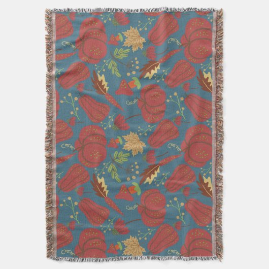 Pumpkin and carrot seamless pattern red and blue decke (Vorderseite Vertikal)