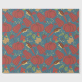 Pumpkin and carrot seamless pattern red and blue geschenkpapier (Flach)