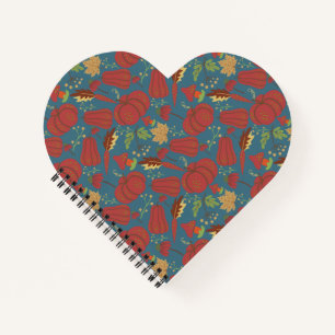 Pumpkin and carrot seamless pattern red and blue notizblock