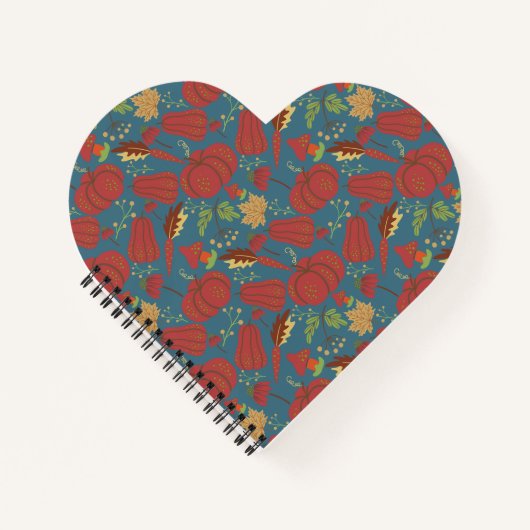 Pumpkin and carrot  seamless pattern red and blue notizblock (Vorderseite)